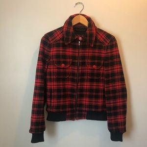 Marc Jacobs flannel plaid buffalo check zip coat.